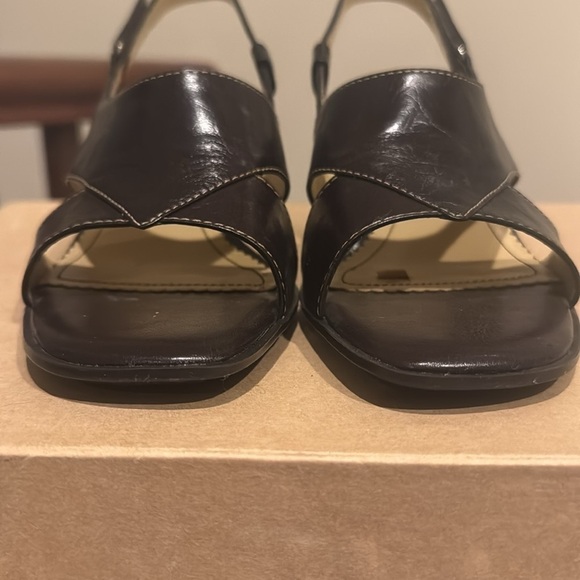 Liz Claiborne flex Tasha brown leather, low chunky heel sandal sling back 8.5 - Picture 6 of 15